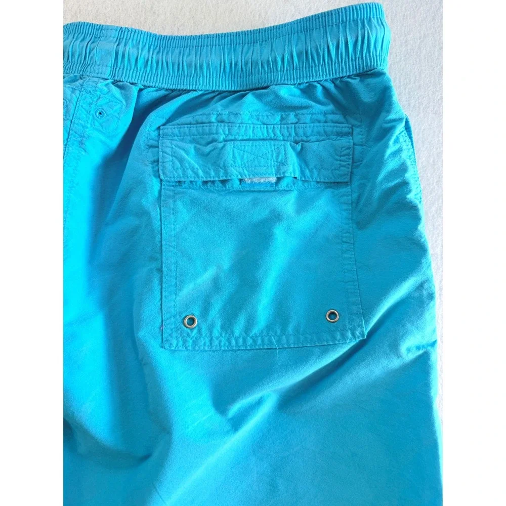 Brooks Brothers Mens Light Blue Swim Trunks Elastic Waist Drawstring 6in Inseam